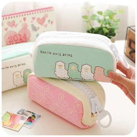 Large Capacity School Pencil Case Cute Stationery Kawaii Sheep Big