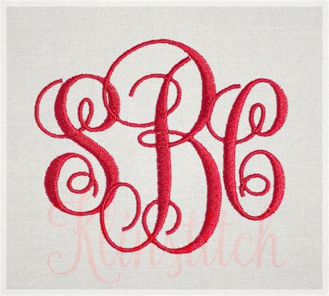 Interlocking Monogram Embroidery Fonts Sizes Three Letters Etsy