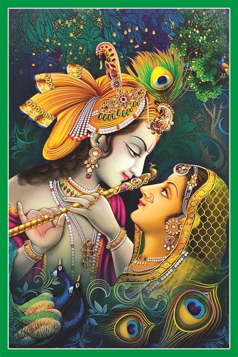 Buy Radha Krishna Beautiful Wallpaper Sticker 12 X 18 Inch Green