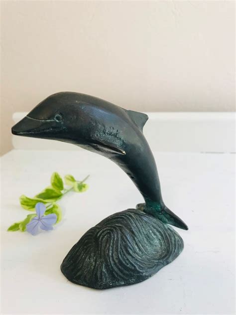 Vintage Solid Brass Dolphin Sculpture Etsy