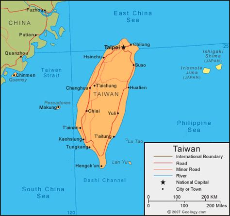 Taiwan Map And Satellite Image