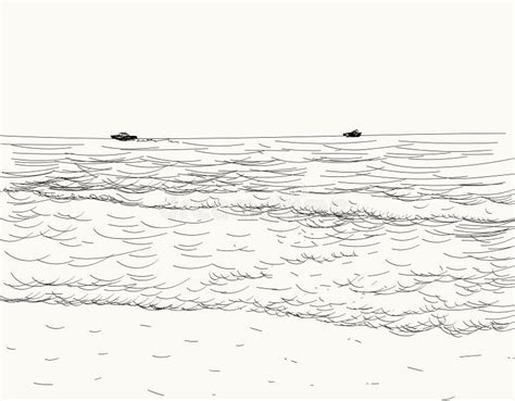 Seascape Pencil Drawing Stock Vector Illustration Of Seascape 19977014