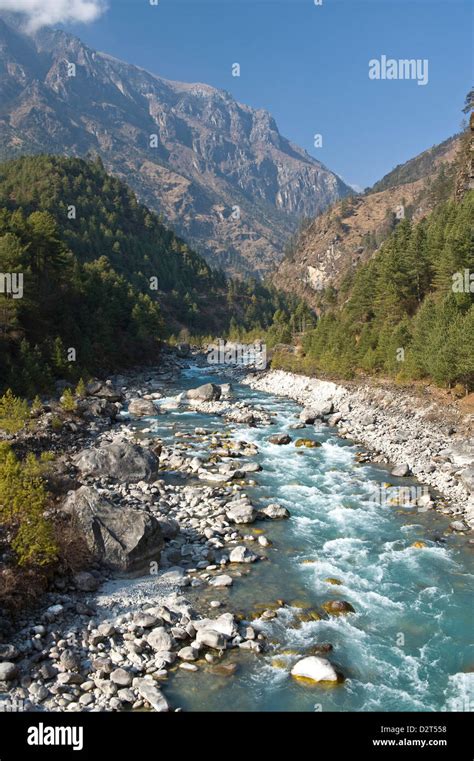 Dudh Kosi River Solu Khumbu Region Nepal Himalayas Asia Stock Photo