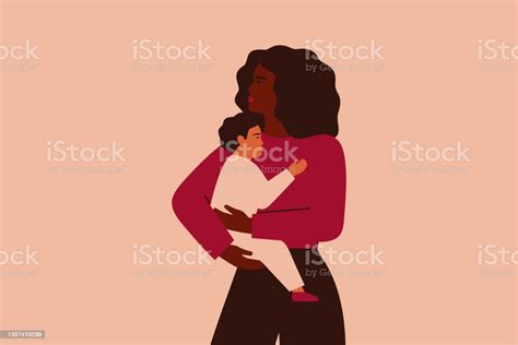 African American Woman Adopted White Baby Boy Black Female Holds And