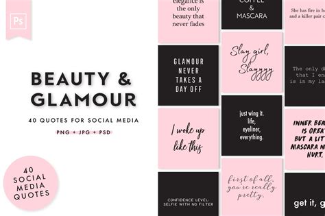 beauty and glamour instagram quotes social media templates ~ creative market