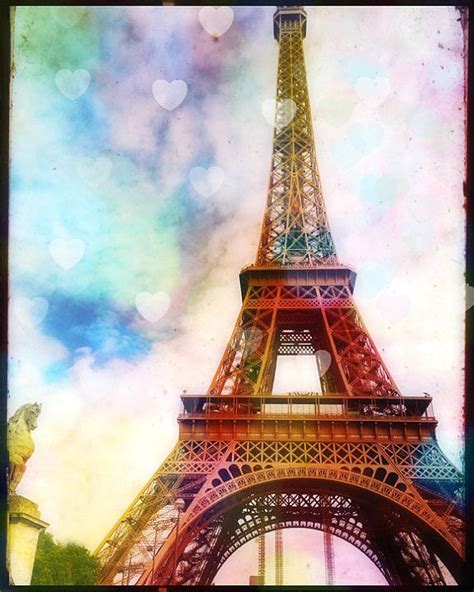 Eiffel Tower Paris Art Print With Bokeh Hearts By Lafayetteplace 22