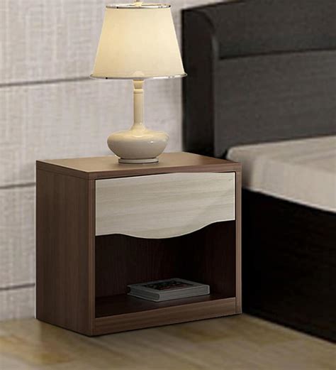 Buy Crescent Bedside Table In Dark Acaica Finish By Spacewood Online