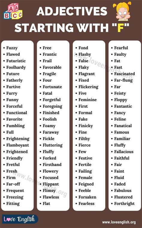 We did not find results for: Adjectives that Start with F: 100 Popular English ...