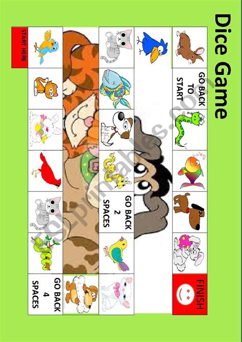 Easy Animal Dice Game Esl Worksheet By Deah