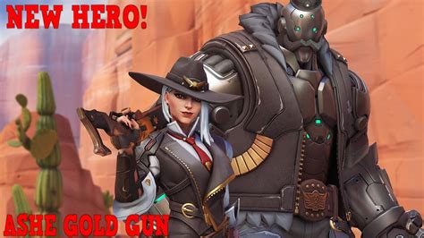 New Hero Ashe Ashe Gold Gun Overwatch Youtube