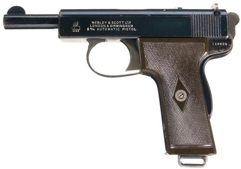 Rare Webley And Scott Model 1909 Semi Automatic Pistol