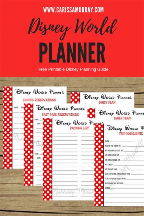 Disney World Planning Free Printable Planner Disney Planner Disney