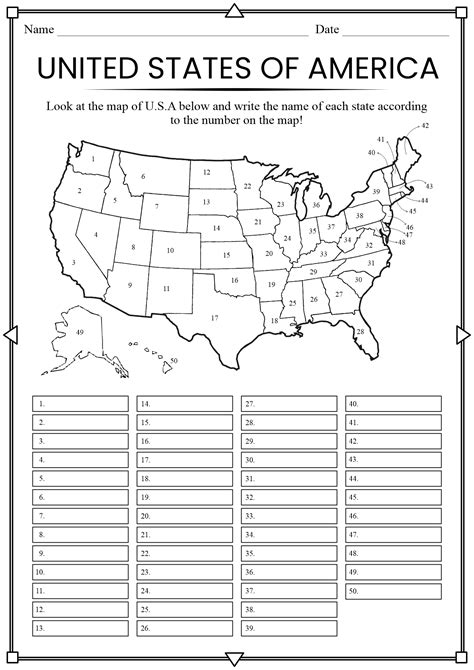 United States Maps Worksheet