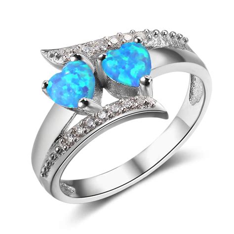 Blue Fire Opal 925 Sterling Silver Women Fashion Opal Ring In Rings