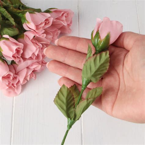 Almond Pink Artificial French Rosebud Stems Picks Sprays Floral