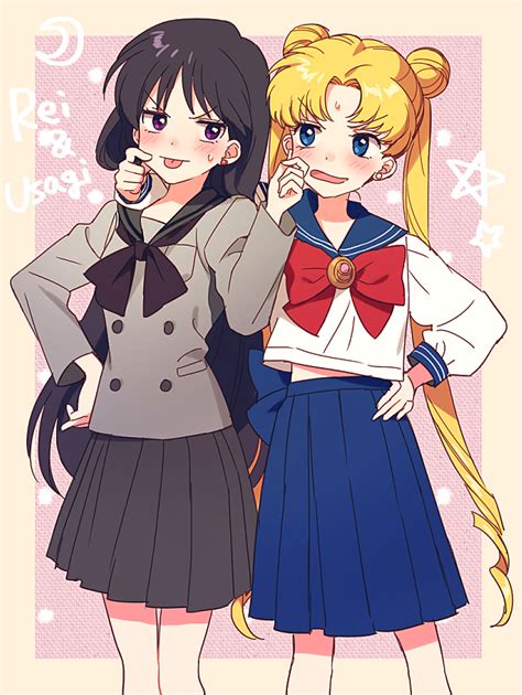 Tsukino Usagi And Hino Rei Bishoujo Senshi Sailor Moon Drawn By