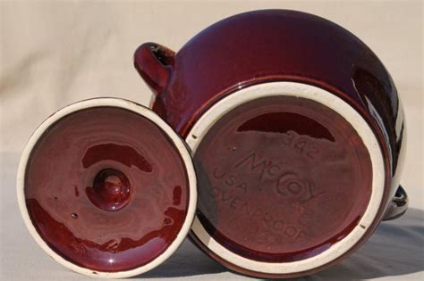 Vintage Mccoy Pottery Bean Pot Brown Drip Glaze Stoneware Crock For