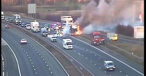 A1 Completely Closed Southbound After Huge Lorry Fire Leeds Live