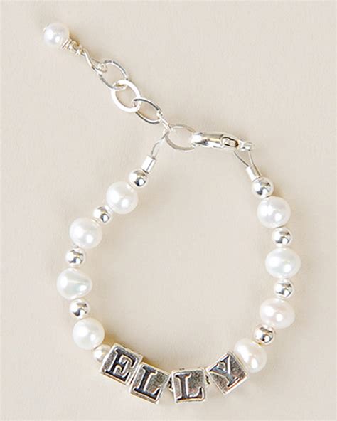 Silver And Pearl Name Bracelet One Small Child