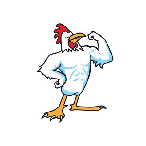 Strong Rooster Or Chicken Cartoon Vector For Brand Label Or Any Other