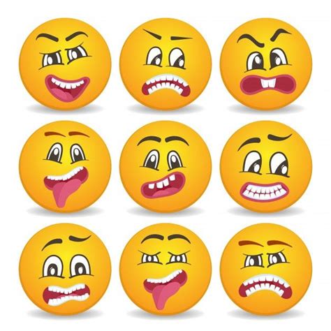 Smiley Faces With Different Facial Expressions In 2020 Face Icon