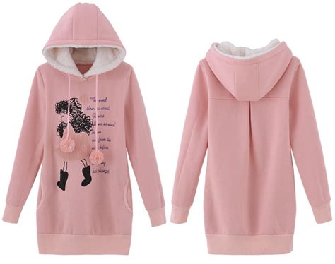 fashion cartoon hooded clothing girl printed fleece hoodie on luulla