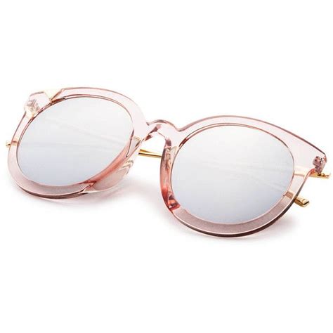 shein sheinside pink frame metal arm clear lens sunglasses £7 55 liked on polyvore featuring