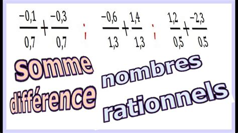 Maths 4ème  Les nombres rationnels somme et différence Exercice 4