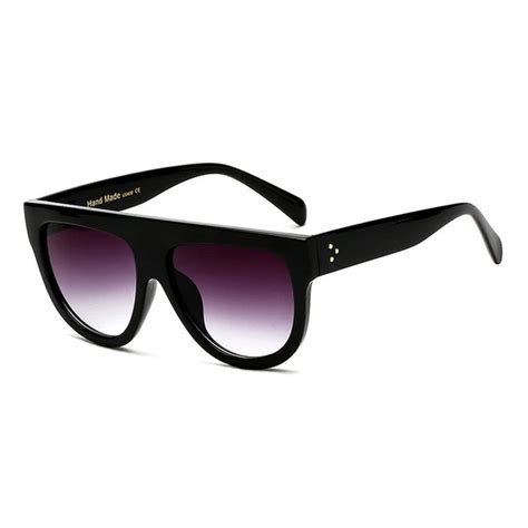 Winla Sunglasses Fashion Women Flat Top Oversize Shield Shape Glasses Brand Design Vintage Sun