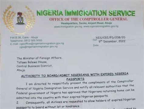 Authority To Board Nigerians With Expired Nigerian Passports Trip