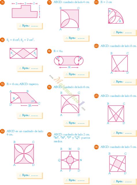 Areas Sombreadas Ejercicios Y Problemas Resueltos Y Para Resolver Pdf