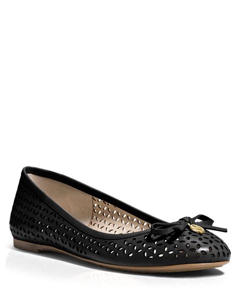 Michael Michael Kors Leather Ballet Flats Olivia Perforated In Black