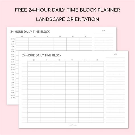 Free Hour Daily Time Block Schedule Planner Block Schedule Planner