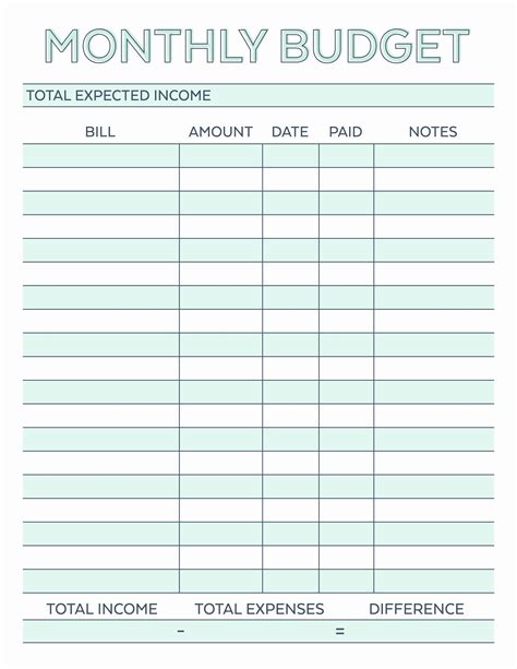 Free Printable Budget Worksheet Pdf