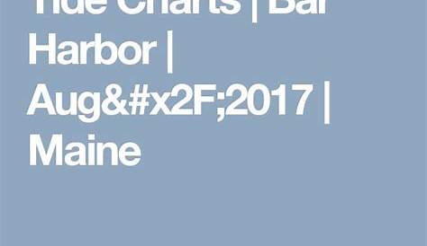 Tide Charts | Bar Harbor | Aug/2017 | Maine | Bar harbor, Tide, Maine