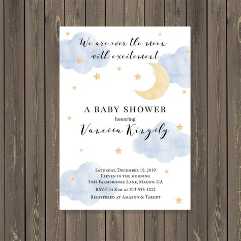 Moon And Stars Baby Shower Invitation Twinkle Twinkle Little Etsy