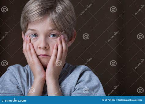 Sad Depressed Child Looking In Camera Bored Girl Portrait Unhappy Kid