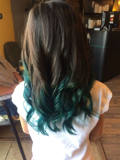 Pair this stunning hairstyle with waves or curls, or keep it layered, long and straight to. Pretty teal ombré | Blue tips hair, Teal ombre hair ...