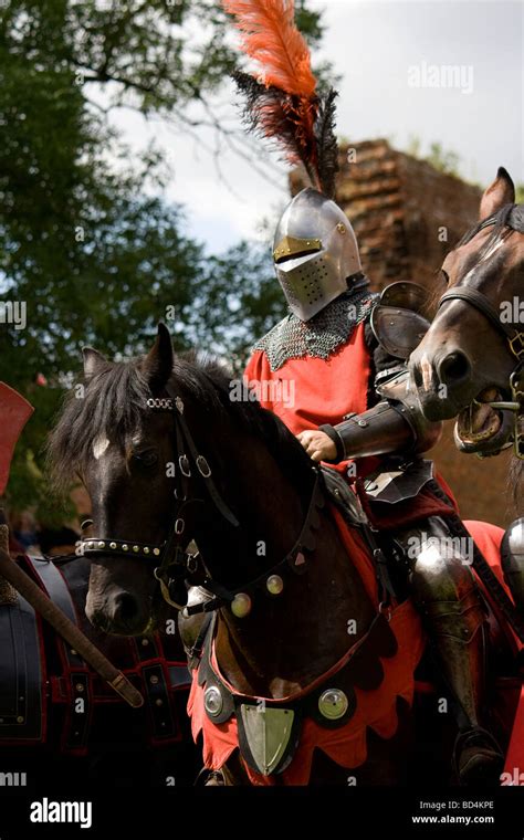 Proud Medieval Cavalry Knights On Military Horses Taken In Malbork