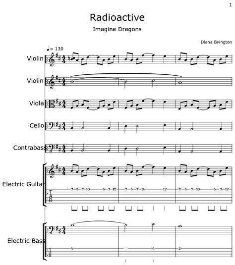 Radioactive Sheet Music For Violin Viola Cello Contrabass
