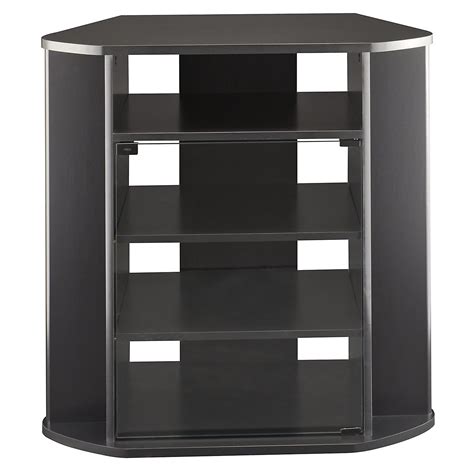 It is finished with a durable black laminate making it a stylish piece in the living room or bedroom. Tall Corner TV Stand | OJCommerce