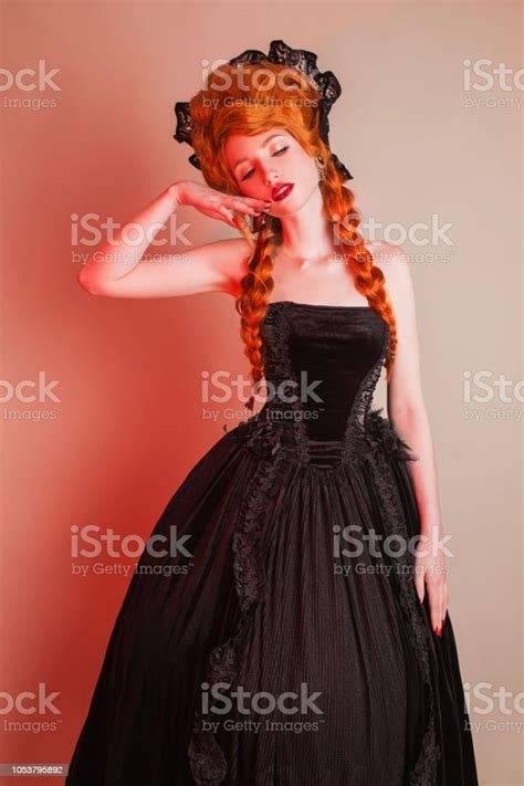 Gothic Halloween Clothes Young Fantastic Redhead Queen With Hairstyle