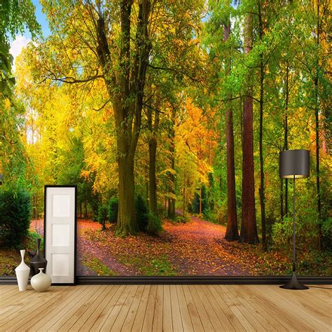 Wall Mural Wallpaper Green Forest Nature Scenery Wall Painting Living