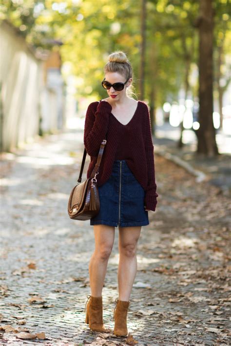 How To Wear A Denim Mini Skirt For Fall Meagans Moda