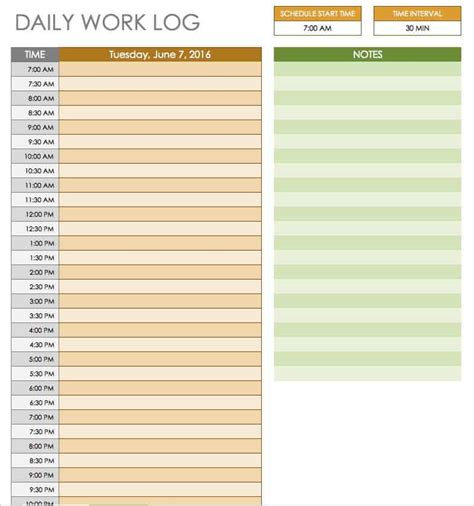 Daily Routine Daily Work Log Template Free Printable Template