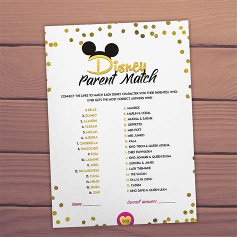 Disney Parent Match Baby Shower Games Printable Disney Etsy In 2021
