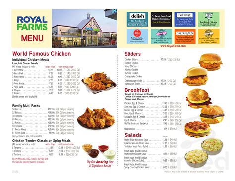 Royal Farms menu in Towson, Maryland, USA