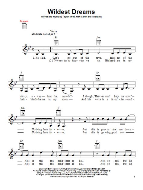 Taylor Swift Wildest Dreams Sheet Music Notes And Chords