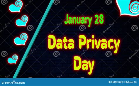 Happy Data Privacy Day January 28 Calendar Of January Neon Text