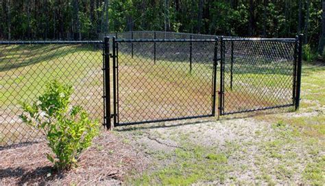 Residential Black Chain Link Double Drive Gate Americas Fence Store